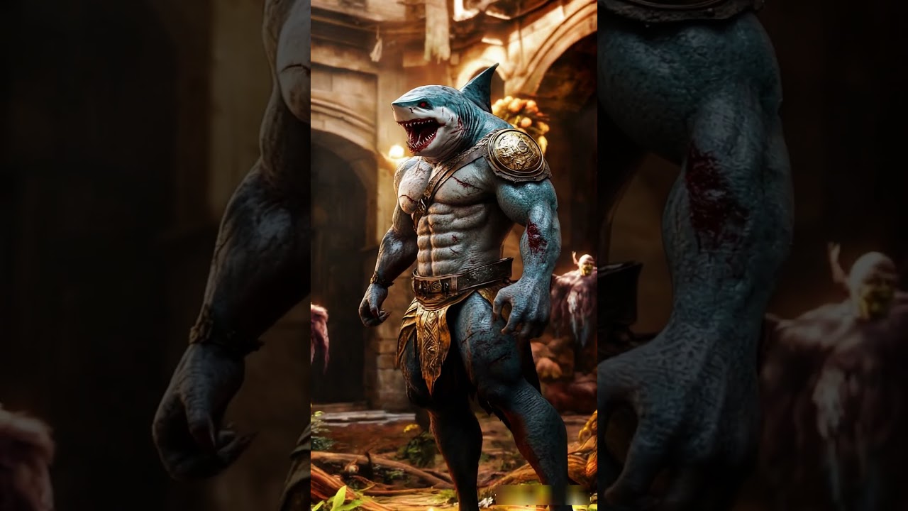 Bodybuilder with a Shark Head! 🦈💪