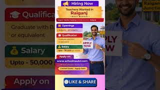 📚 Raiganj, West Bengal Teacher Recruitment 2026 | Freshers &amp; Experienced | Apply on SchoolNaukri.com