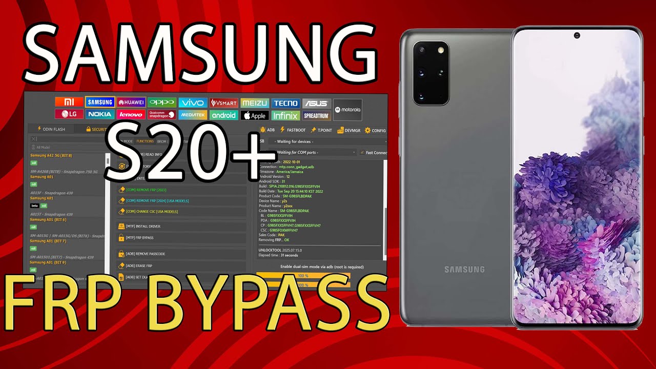 Samsung S20+ FRP Bypass SM G985F G986U with UnlockTool 🔓
