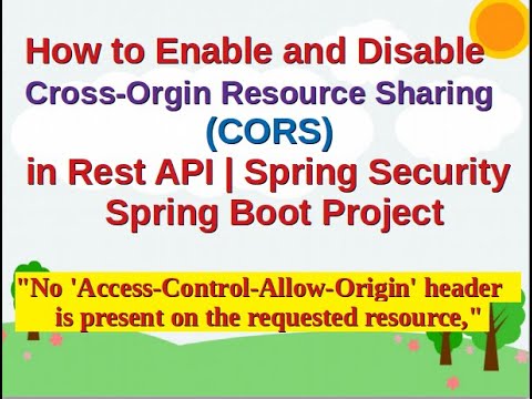 How to Enable and Disable Cross-Orgin Resource Sharing  (CORS) in Rest API | Spring Security | Boot