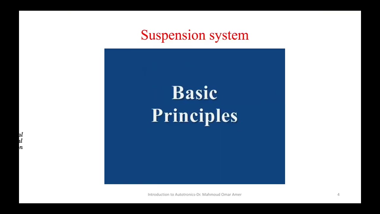 Introduction to Autotronics Lec 5 (Suspension systems) (Passive - Semi-active - Active)