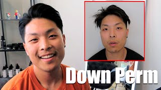 How to get Straight Asian Hair to Lay Down (Down Perm Process for 80/20 Split Hairstyle)