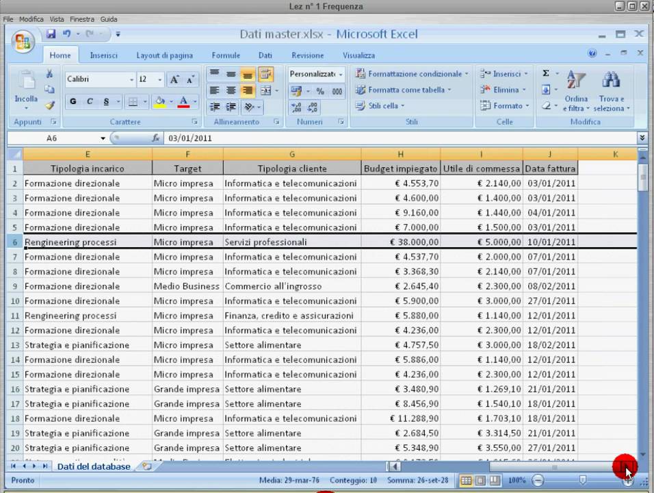 Excel 2007 - Lezione n°1 - Analisi dei dati con Tabella Pivot ( La