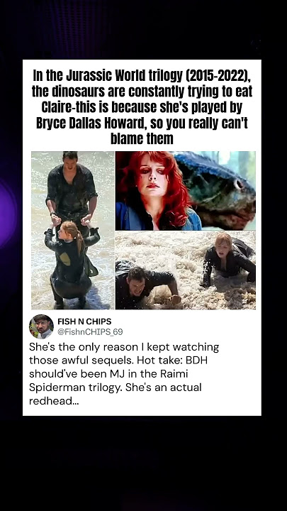 In the Jurassic World trilogy (2015-2022), the dinosaurs are constantly trying to eat Claire