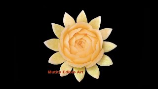 Beautiful Rose Lotus Flower Swede | Advanced Lesson 54 | Mutita Art Of Fruit &amp; Vegetable Carving Vid