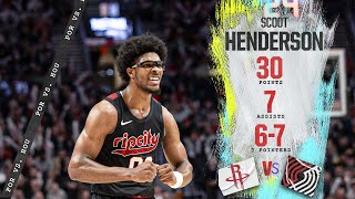 Scoot Henderson Highlights (30 PTS, 7 AST, 6 3PM) | Trail Blazers vs. Houston Rockets | April 12