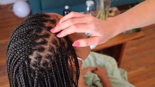 ASMR scalp massage, hair play & greasing/oiling braids on Adrianna (whisper)