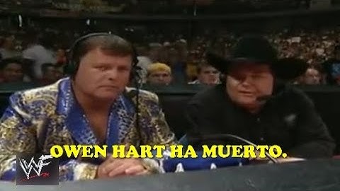 Jim Ross anuncia la muerte de Owen Hart. (Subtitulado en Español.)