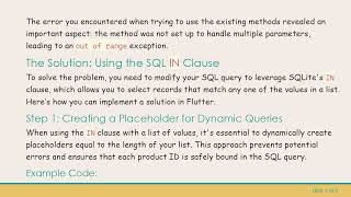 Efficiently Get Multiple Rows from SQLite in Flutter with IN Clause