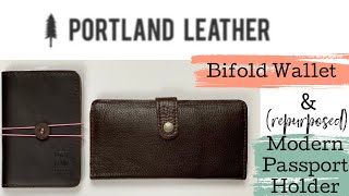 Portland Leather Goods | Women's Bifold Wallet & (repurposed) Modern Passport Holder