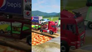 Cars Vs Bollards Flatbed Trailer Truck Vs Train