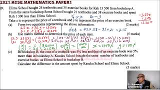 2021 KCSE MATHEMATICS PAPER 1 QUESTION 19