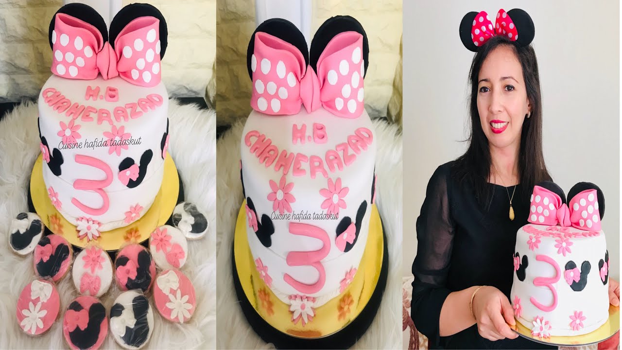 كيك ديزاين ميني ماوس بمناسبة عيد ميلاد شهرزاد كلشي فالداروالنتيجة رائعة cake design facile