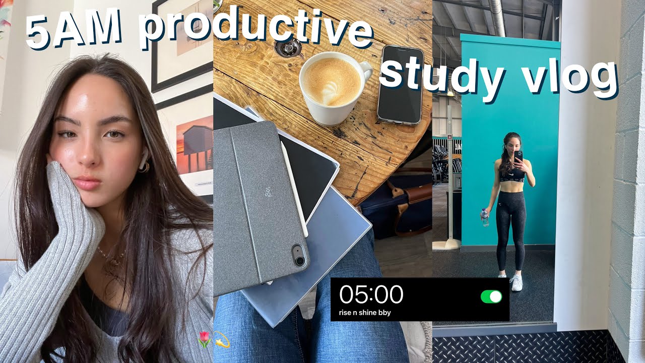 waking up at 5am☁️ day in the life of a stressed exam student
