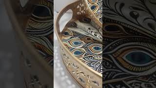 Royal Peacock Metal Serving Tray | Luxury Home Decor 2026 | Premium Gift Item