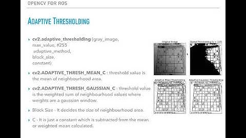[Udemy ROS Course] Simple and Adaptive Thresholding with OpenCV