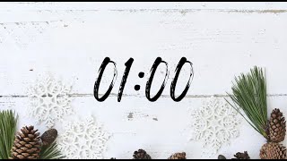 1 Minute Christmas Countdown Timer | Silent Festive Timer with White Wood, Pine Cones & Snowflakes screenshot 3