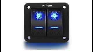 Nilight 90106B 2 Gang 2Gang Panel Toggle Dash 5 Pin ON/Off Pre-Wired Rocker Switch Aluminum Holder