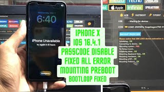 IPHONE X IOS 16.4.1 PASSCODE DISABLE BYPASS | FIXED MOUNTING PREBOOT | FIXED BOOTLOOP STUCK ERROR
