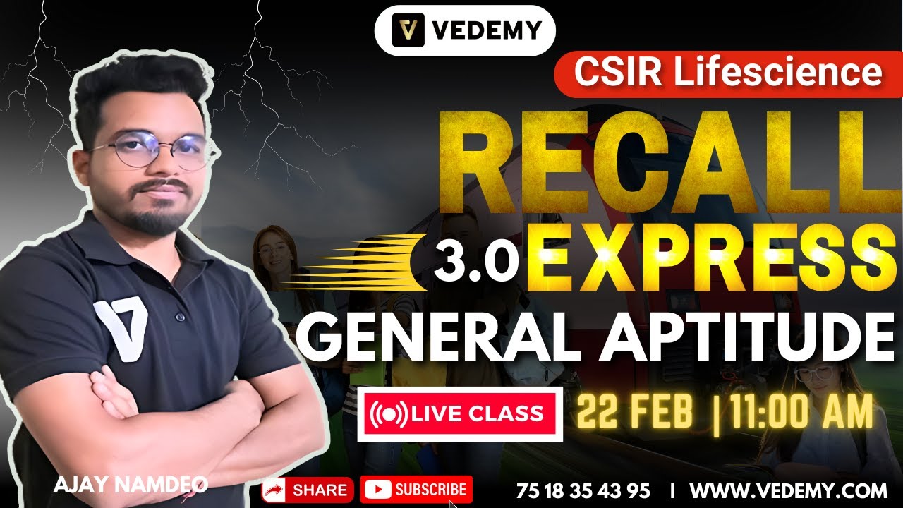 CSIR Recall Express 3.0 | General Aptitude | Part A | Ajay Namdeo | CSIR Dec 2024 | Reasoning|Quant|