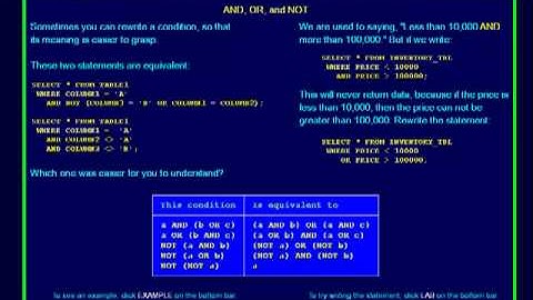 SQL 017 SELECT WHERE AND, OR, and NOT Multiple Conditions