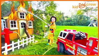 Firefighter rescue with kids power wheel fire truck. Educational how fire trucks work | Kid Crew by Kid Crew 7,635,231 views 9 months ago 6 minutes, 34 seconds