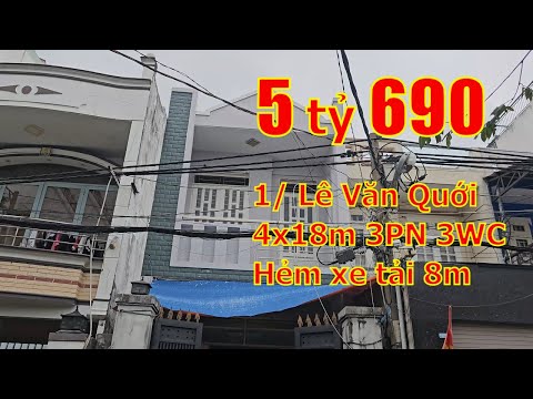 Nhà 1 lầu 4mx18m hẻm xe tải 8m Lê Văn Quới Bình Tân, cách mặt tiền 50m, 3PN 3WC (có phòng dưới trệt)