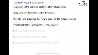 Aircraft structures introduction M3 L4 Aluminum Alloys in Civil Aircraft