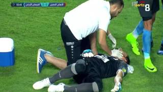 حالة اغماء لحارس الفيصلي الاردني معتز ياسين بعد 5 دقائق من أصابته الاولى بالرأس