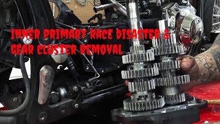 5 speed transmission rebuild part 1- Inner primary race disaster & gear cluster removal