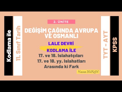 Lale Devri Islahatları Kodlaması (11. Sınıf Tarih, TYT, AYT, KPSS)