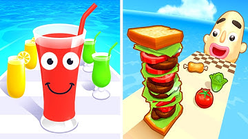 Juice Run VS Sandwich Runner 😋🥤🥪 Walkthrough Max Gameplay (Android iOS) JD46