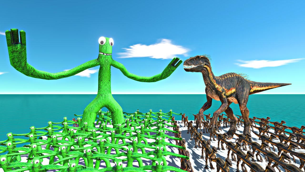 Rainbow Friends Green vs Indoraptor - Animal Revolt Battle Simulator