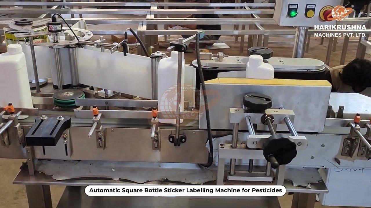✨ Introducing the Automatic Square Bottle Sticker Labelling Machine for Pesticides!