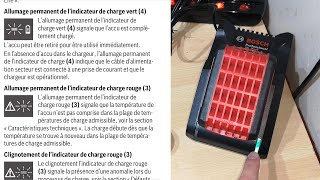 Chargeur de batterie bosch 18V: significations des leds de couleurs + mode d&#39;emploi