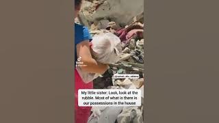 Zainab showing us what is left of her home in Northern Gaza