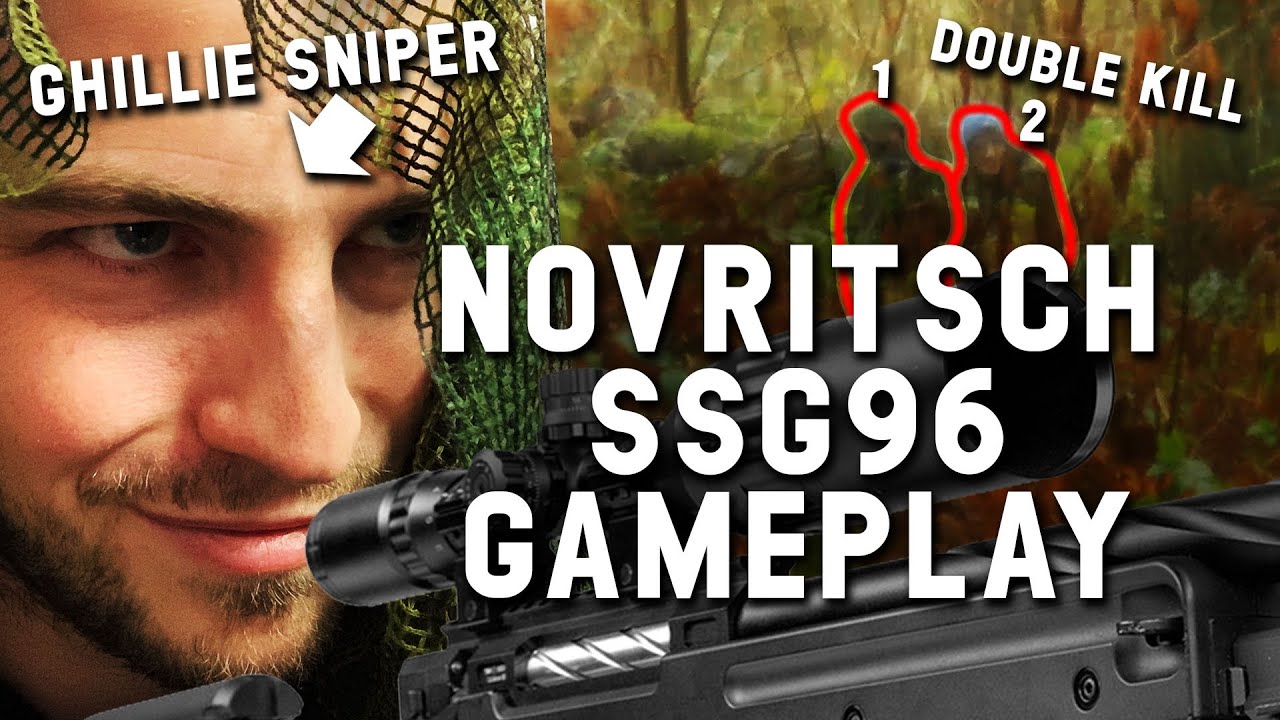Novritsch SSG96 UK gameplay with ghillie suit airsoft sniper at Phoenix Airsoft