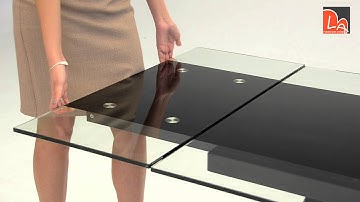 Modrest Barium Contemporary Black Glass Extendable Dining Table