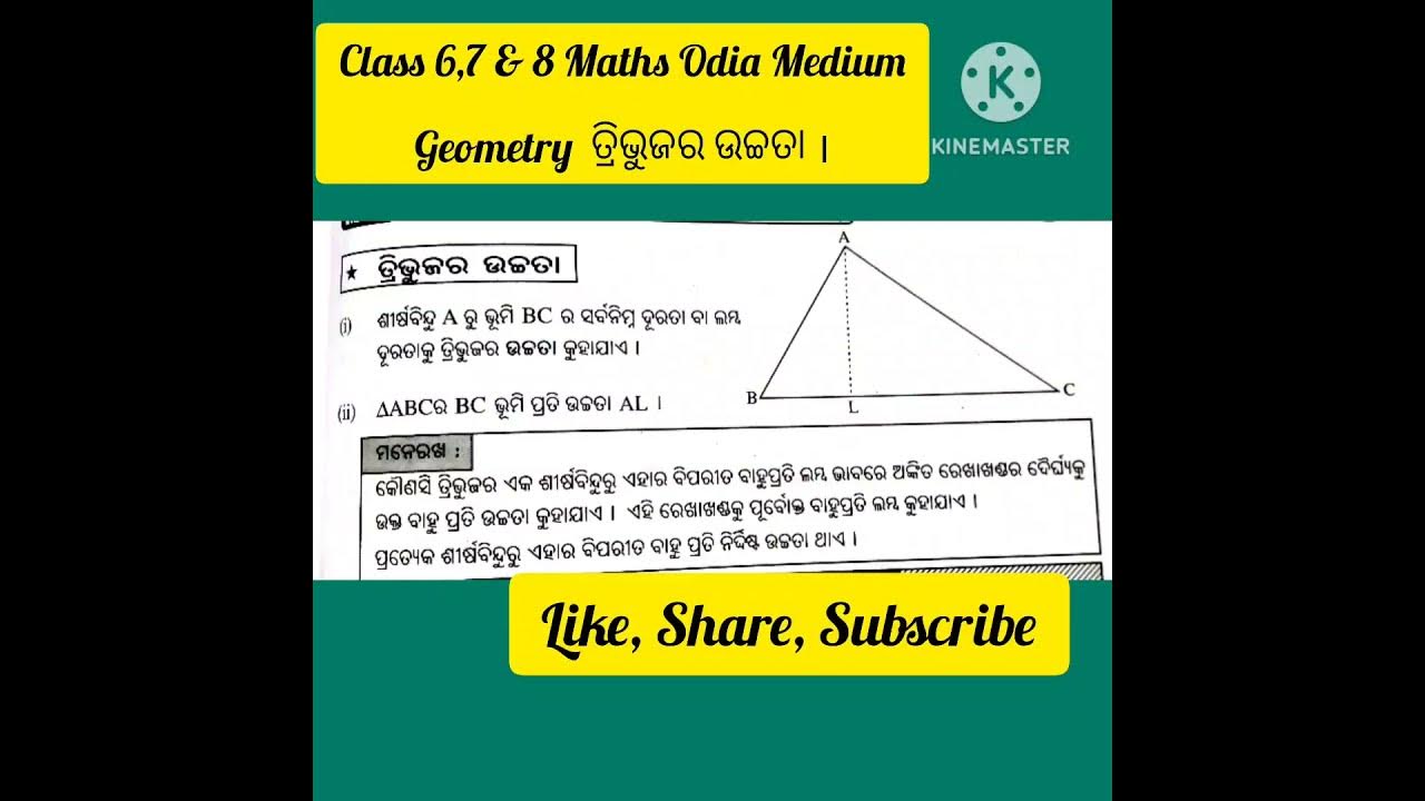 class 6,7 & 8 Maths Odia Medium Geometry Height of a Triangle By BD