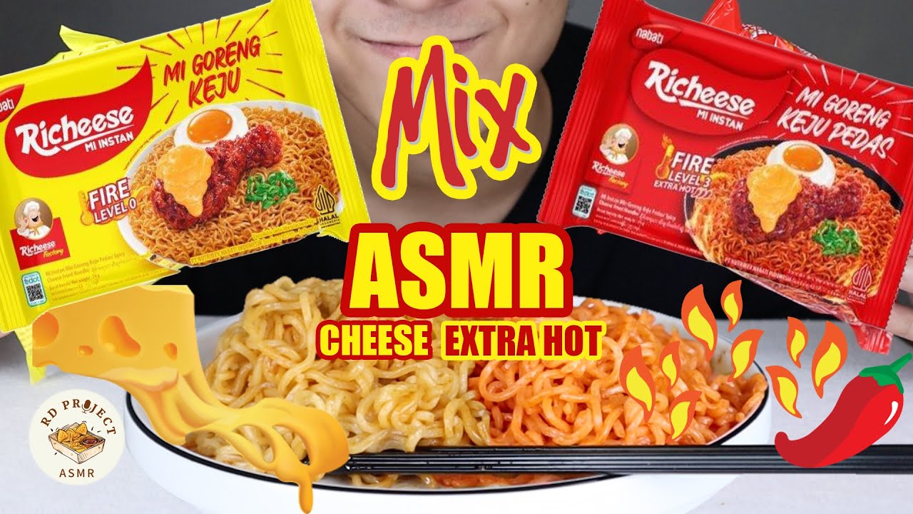 ASMR MIE GORENG RICHEESE FACTORY !! MIE GORENG KEJU MIX KEJU PEDAS ...