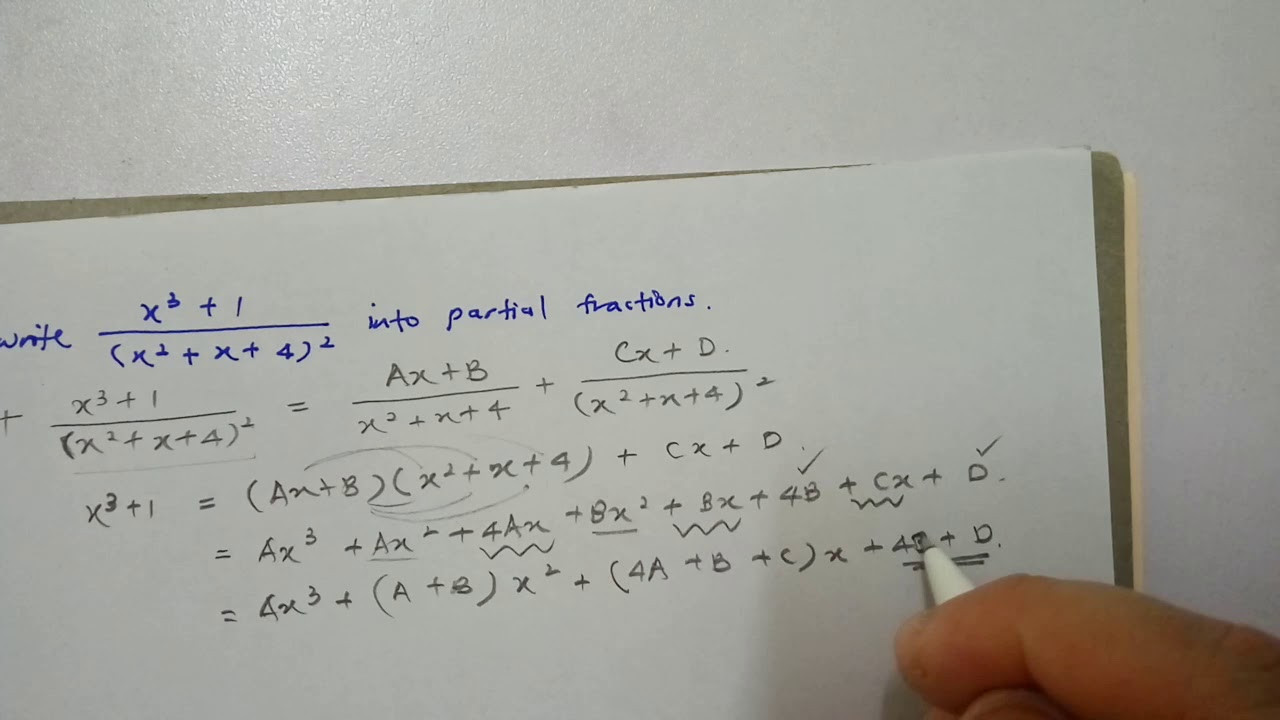 10 7 Partial Fractions Part 2 Eg 3 - YouTube