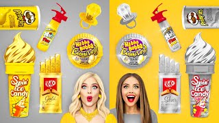Gold Food VS Silver Food Challenge! | 24 Hours Eating Food in GOLD and SILVER Color by RATATA