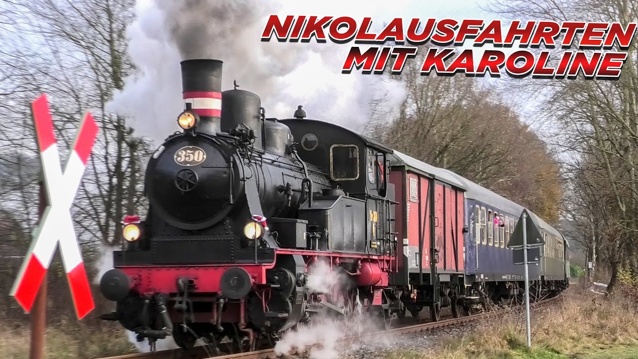 Geesthachter Dampflok Karoline bei den Nikolausfahrten mit Schnellzugwagen (2023)