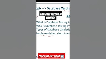 Database testing in selenium