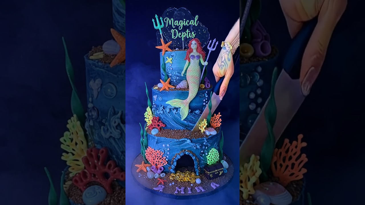 Glow in the Dark Mermaid Cake! 😍🧜‍♀️✨  Most Magical Deep Sea Birthday Idea
