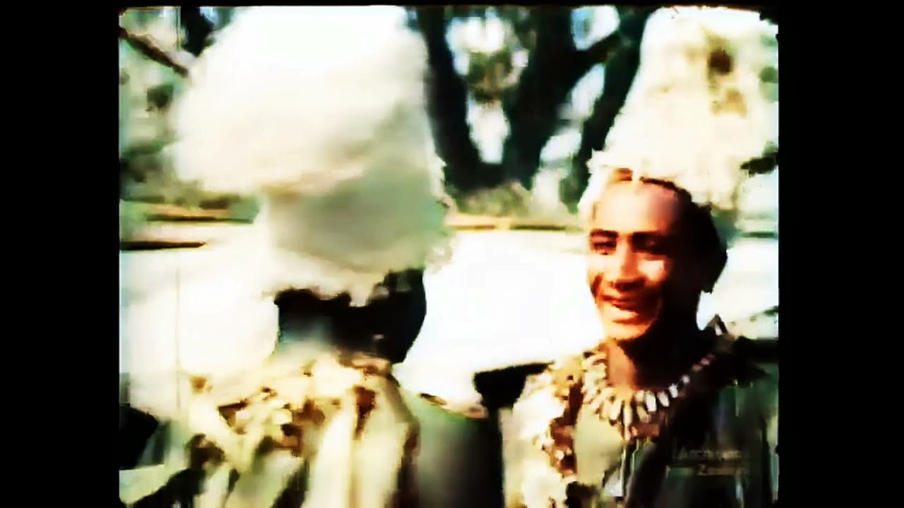 1954 Tonga performances for Queen Elizabeth.  Restored B&W to Color, HD 50fps