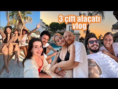 ALAÇATI'DA 3 ÇİFT 😅 | bol bol aksiyon, su sporları nasıl yapılamaz? cilt bakımı, makyaj