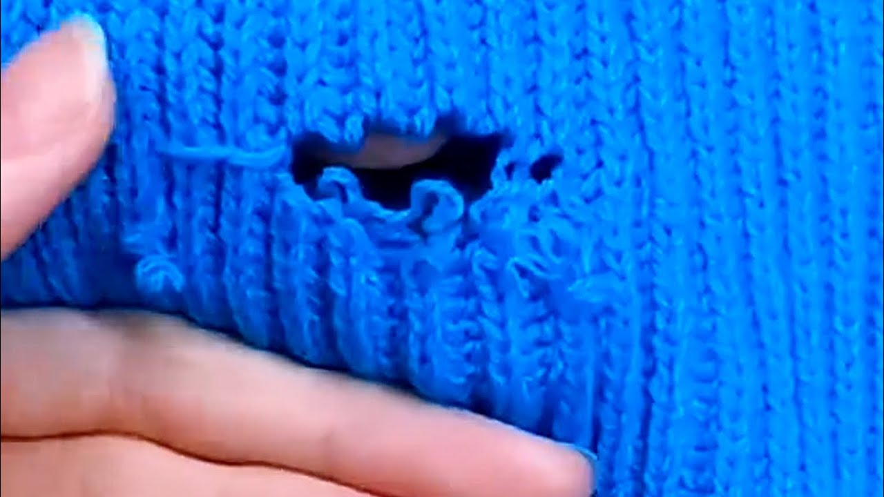 How to perfectly repair a hole in a knitted sweater at home - YouTube