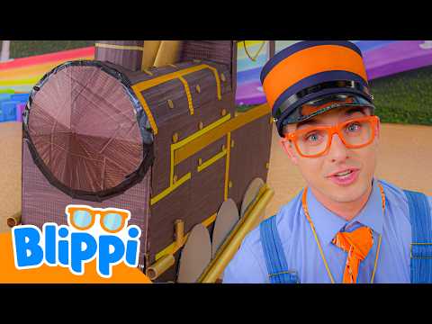 Blippi Goes on a HUGE Train Adventure! 🚂 | Blippi | Cars, Trucks & Vehicles Cartoon | Moonbug Kids