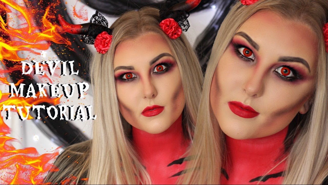 Sexy Red Devil Halloween Makeup Tutorial - YouTube